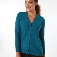 100% CASHMERE KINGFISHER CARDIGAN