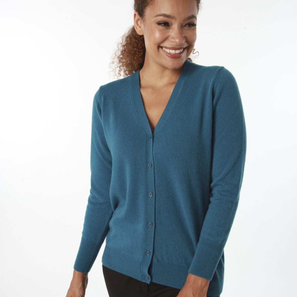 100% CASHMERE KINGFISHER CARDIGAN