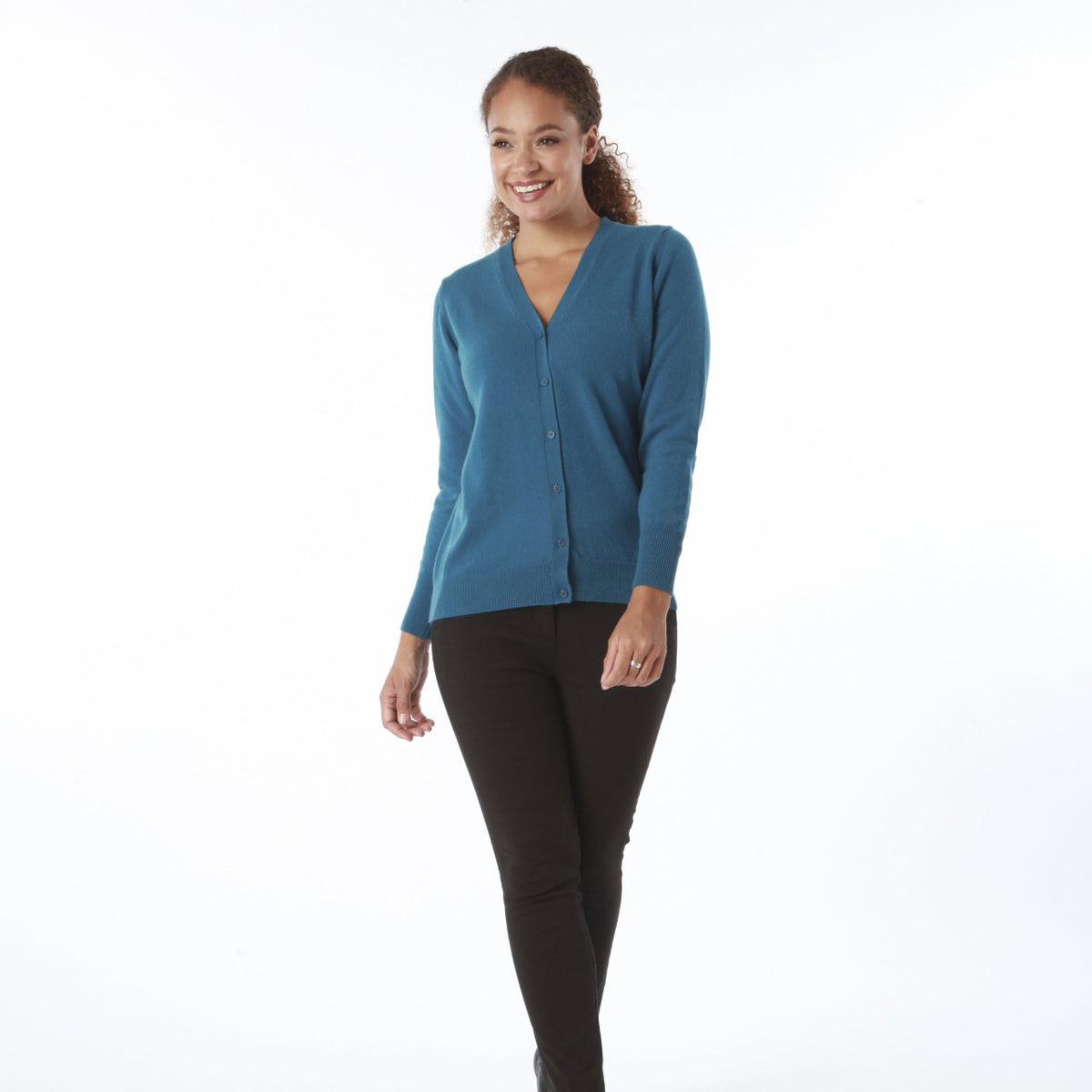 100% CASHMERE KINGFISHER CARDIGAN