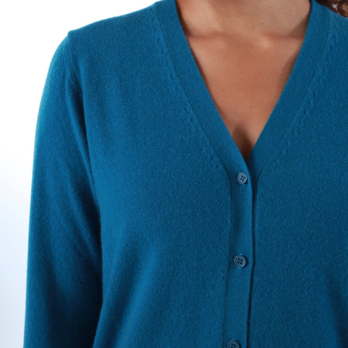 100% CASHMERE KINGFISHER CARDIGAN