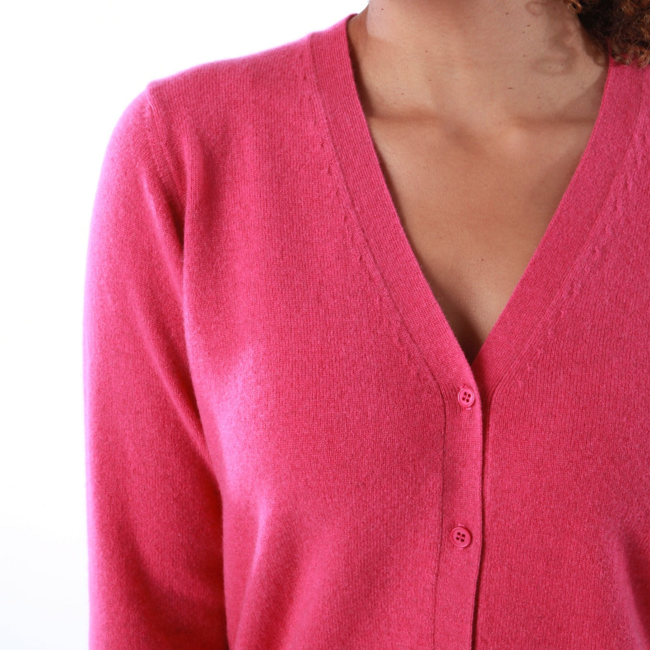 100% CASHMERE FUCHSIA CARDIGAN – Linea Azzurro - Main Image