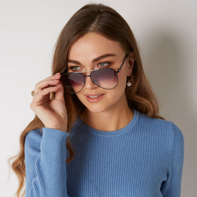 COTTON CASHMERE CARIBBEAN BLUE RIB CREW