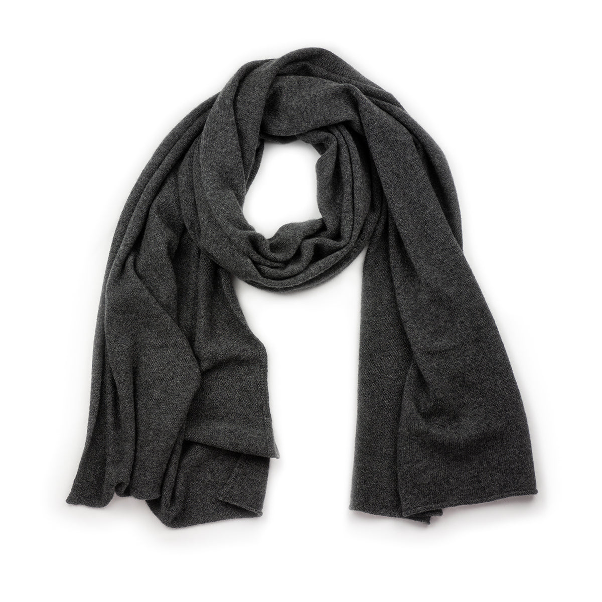 100% CASHMERE CHARCOAL WRAP SCARF