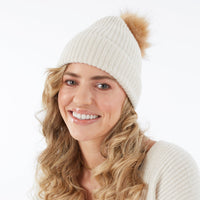 IVORY POM BEANIE