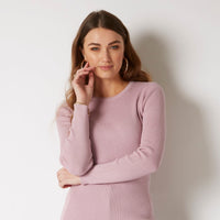COTTON CASHMERE ORCHID PINK RIB CREW