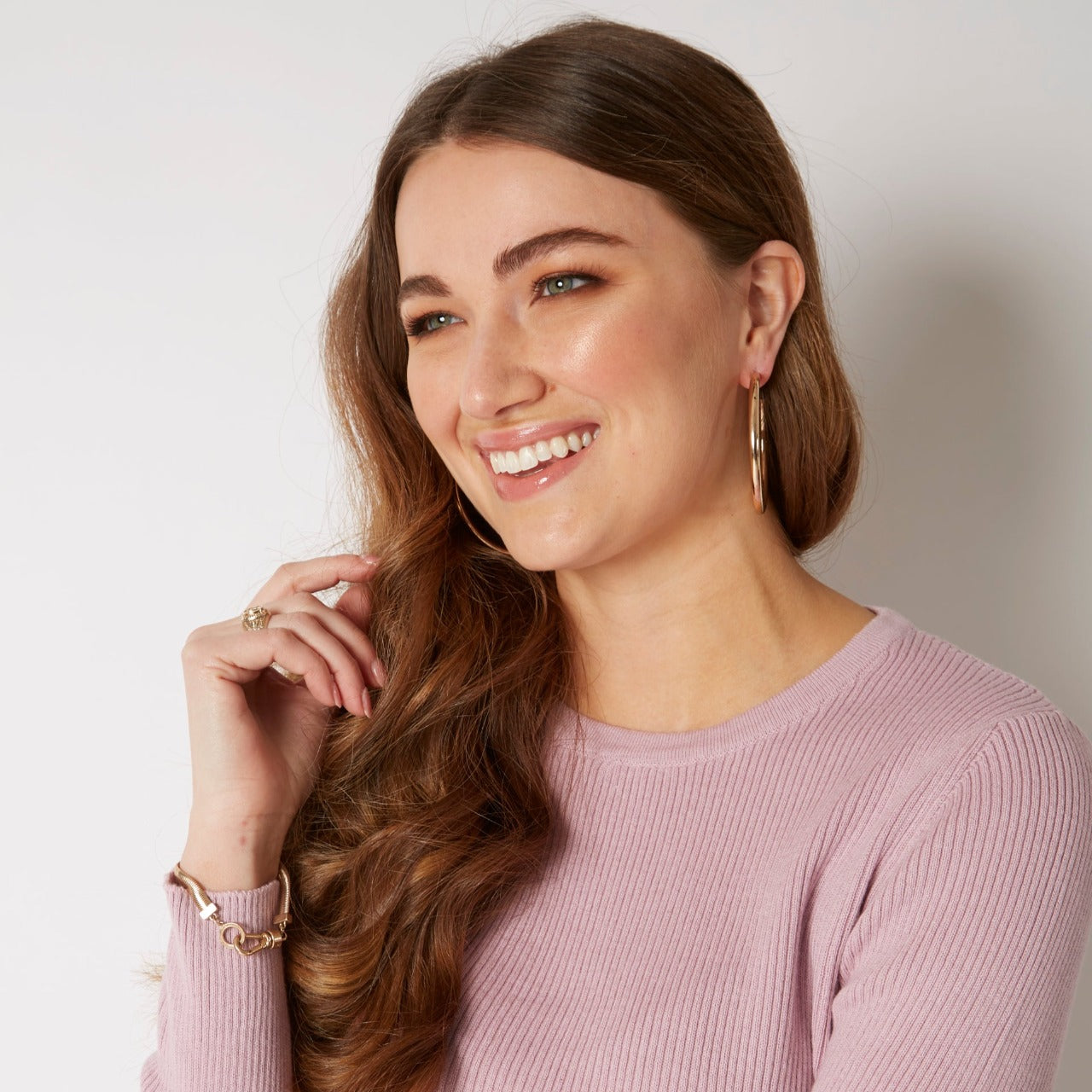 COTTON CASHMERE ORCHID PINK RIB CREW