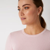 COTTON CASHMERE PALE PINK RIB CREW