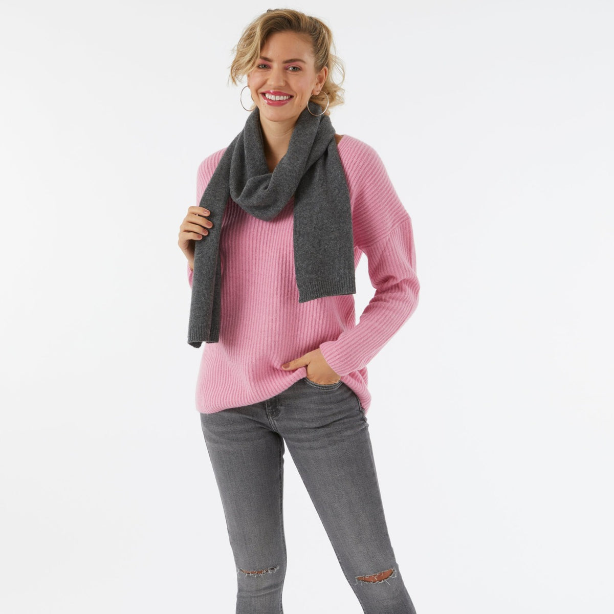 GREY PLAIN SCARF
