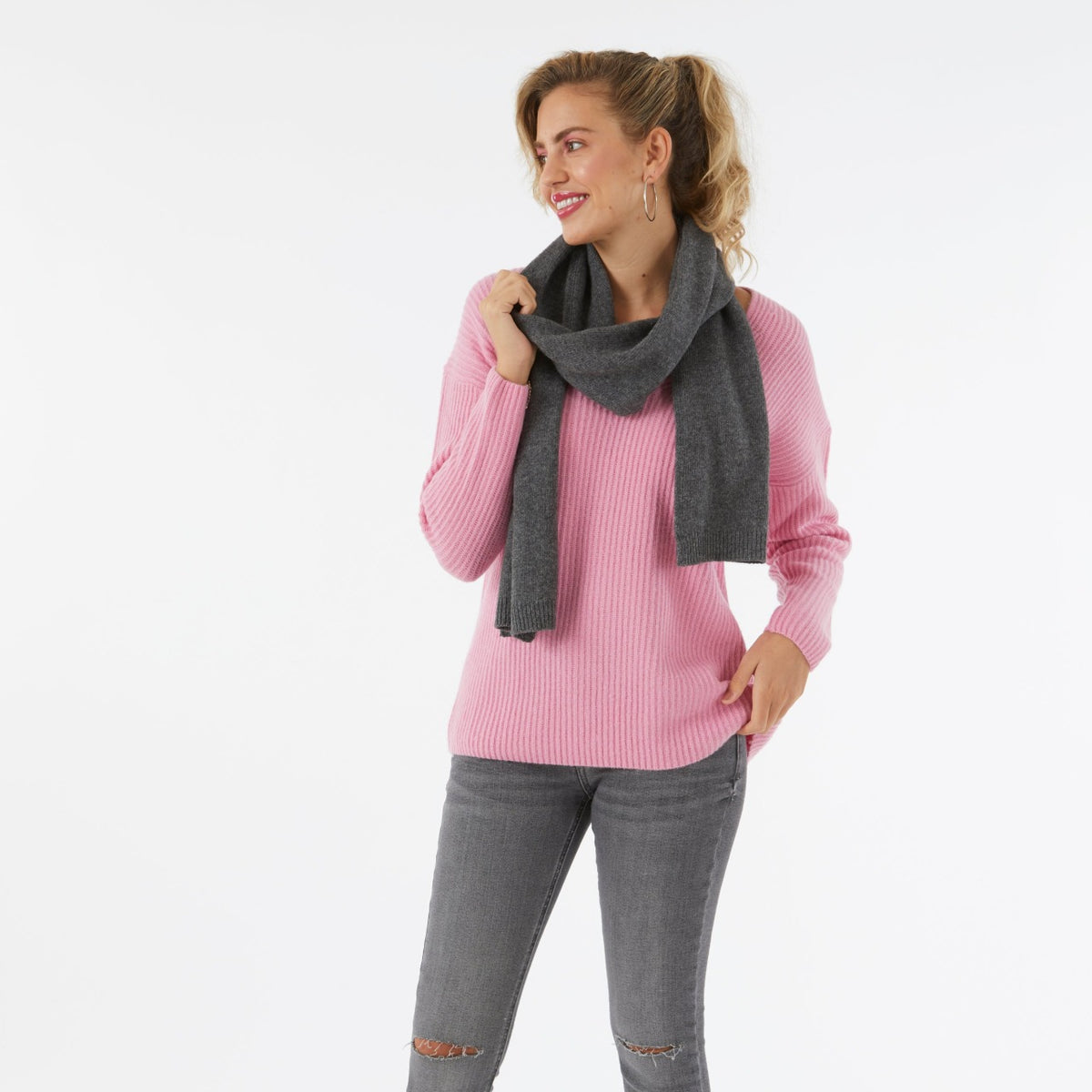 GREY PLAIN SCARF