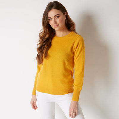 100% CASHMERE YELLOW CREW