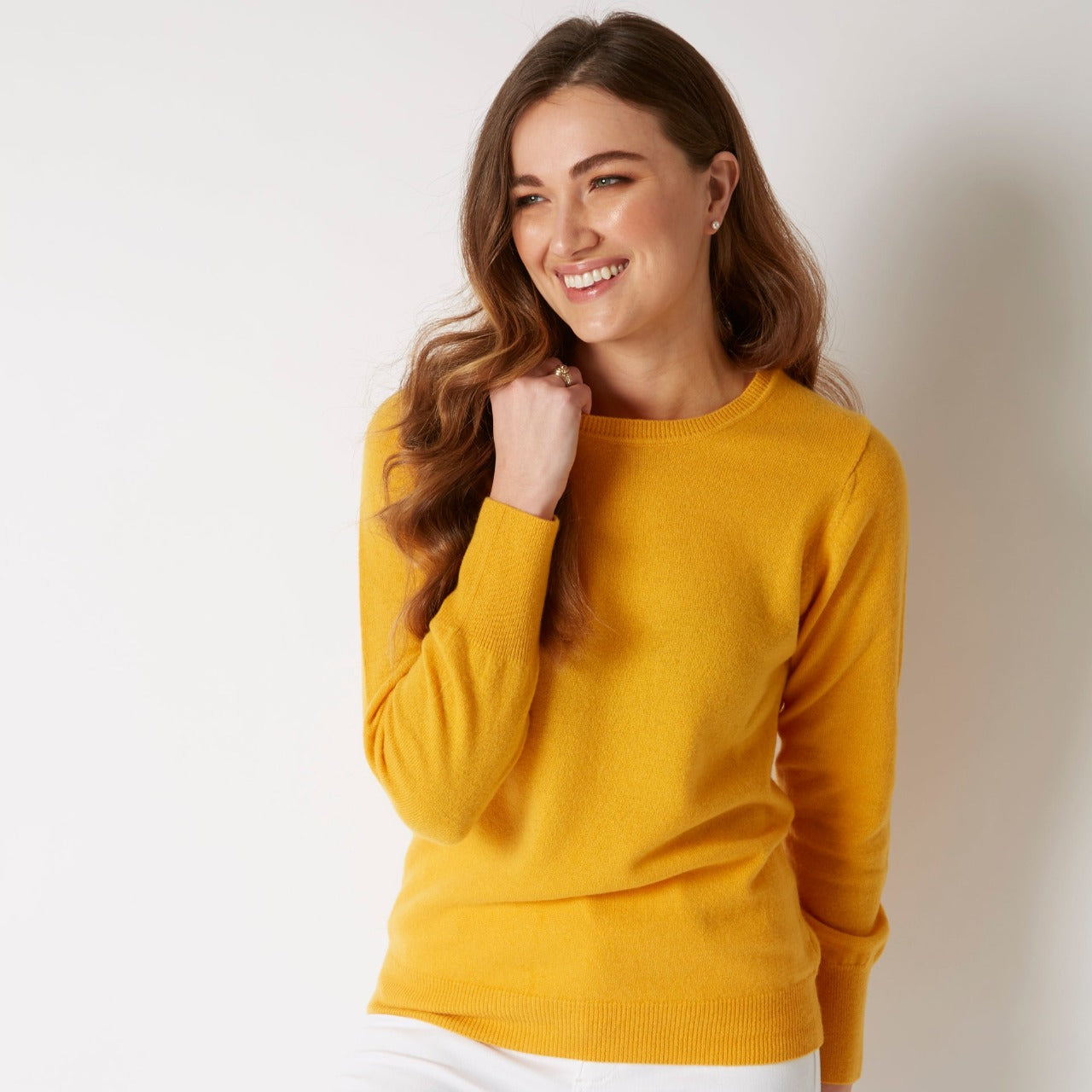 100% CASHMERE YELLOW CREW