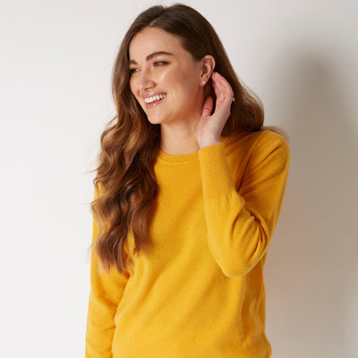 100% CASHMERE YELLOW CREW